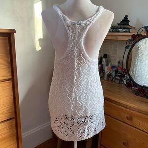 White Crochet Boho Long Cami